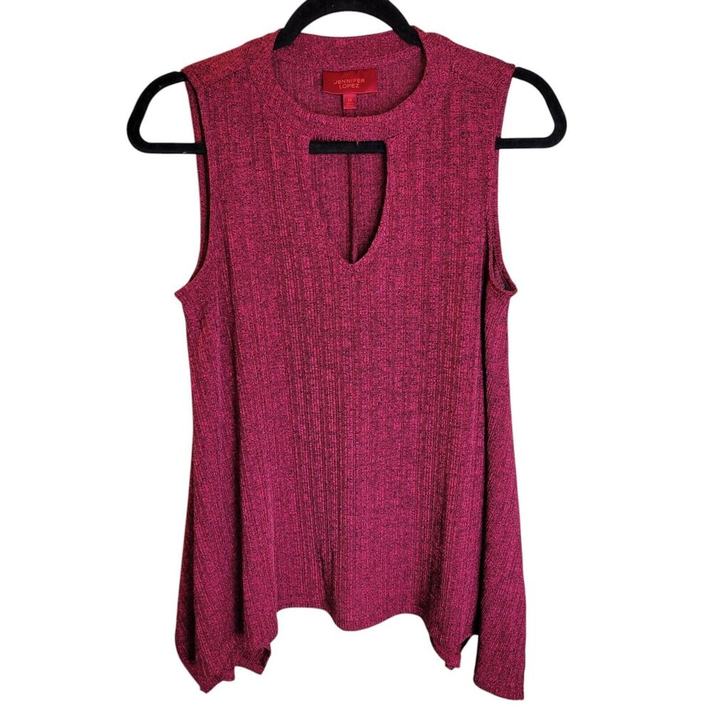 Jennifer Lopez Womens Sz M Red Pink Solid Sleeveless Knitted Blouse